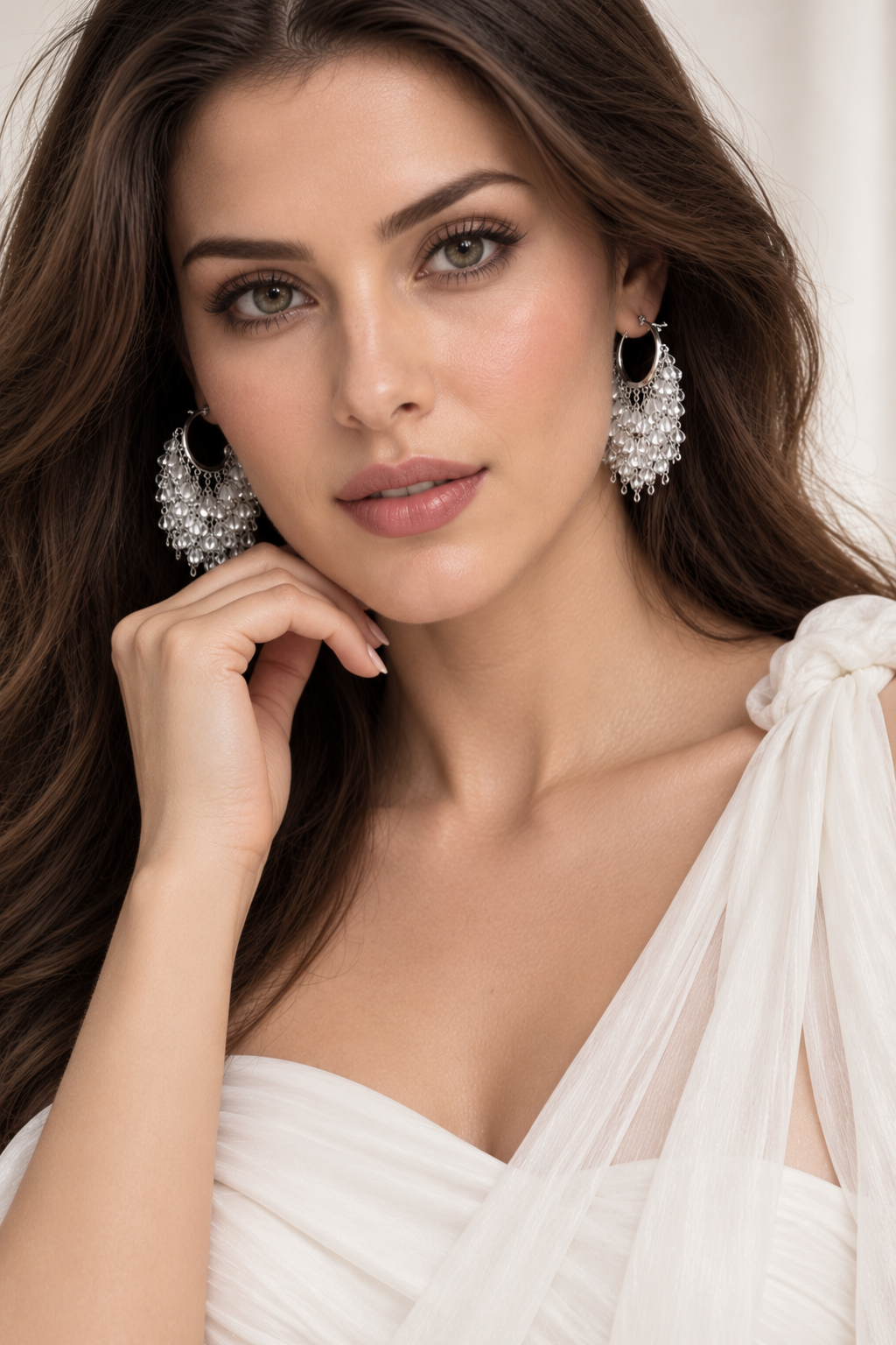 Florence 925 Silver Plated Crystal Drop Earrings
