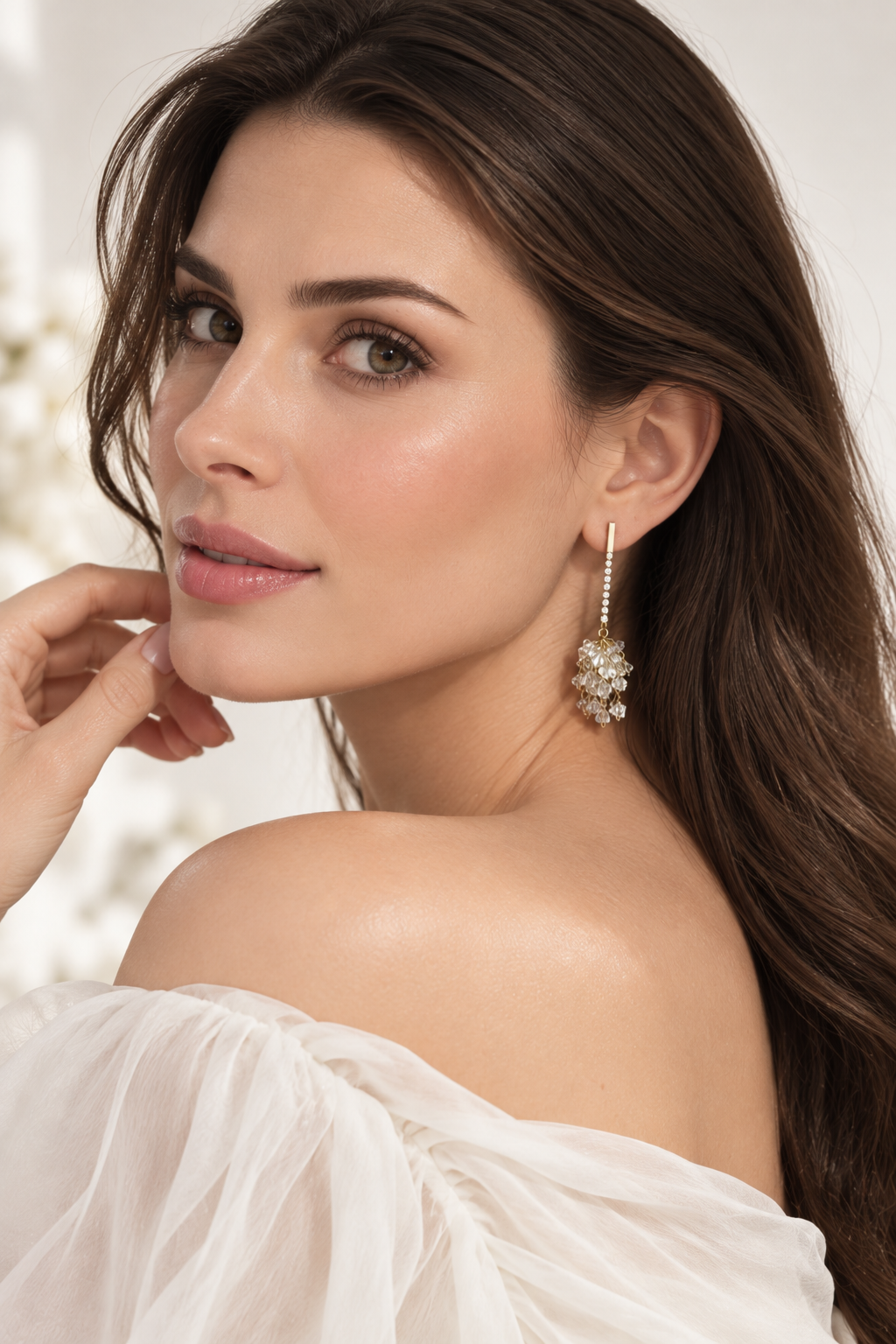 Elaria 925 Silver Plated Crystal Drop Earrings