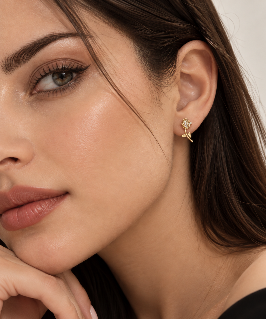 Rose Bloom Stud Earrings – Anti-Tarnish