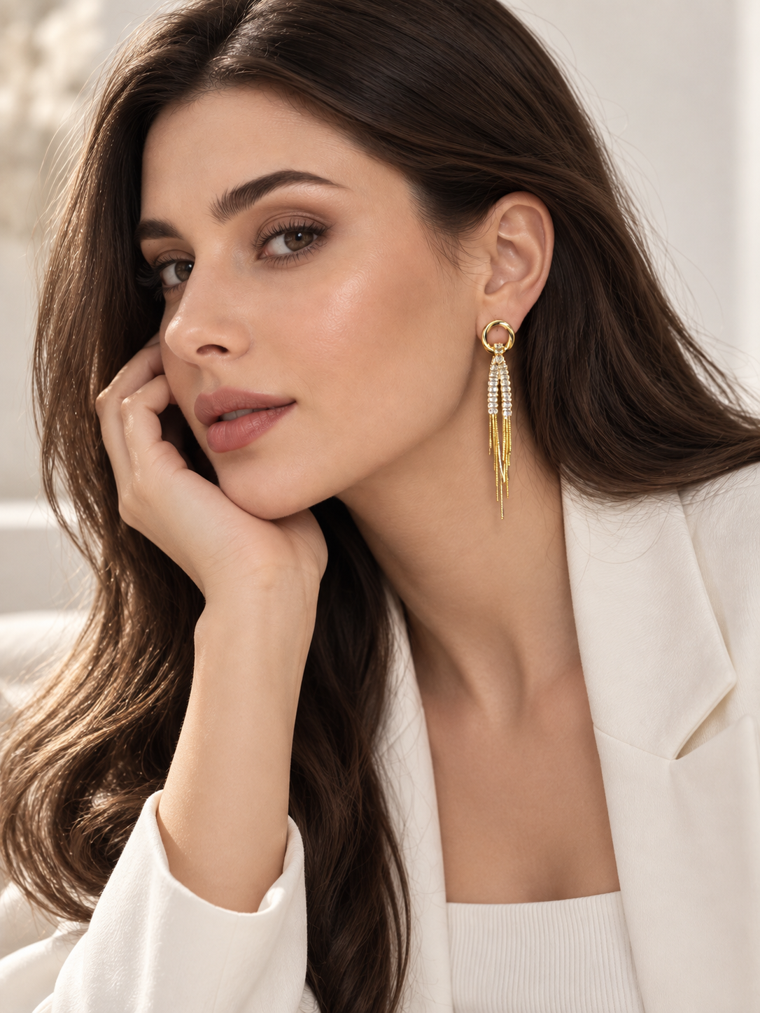 Auris 925 Silver Plated Statement Drop Earrings