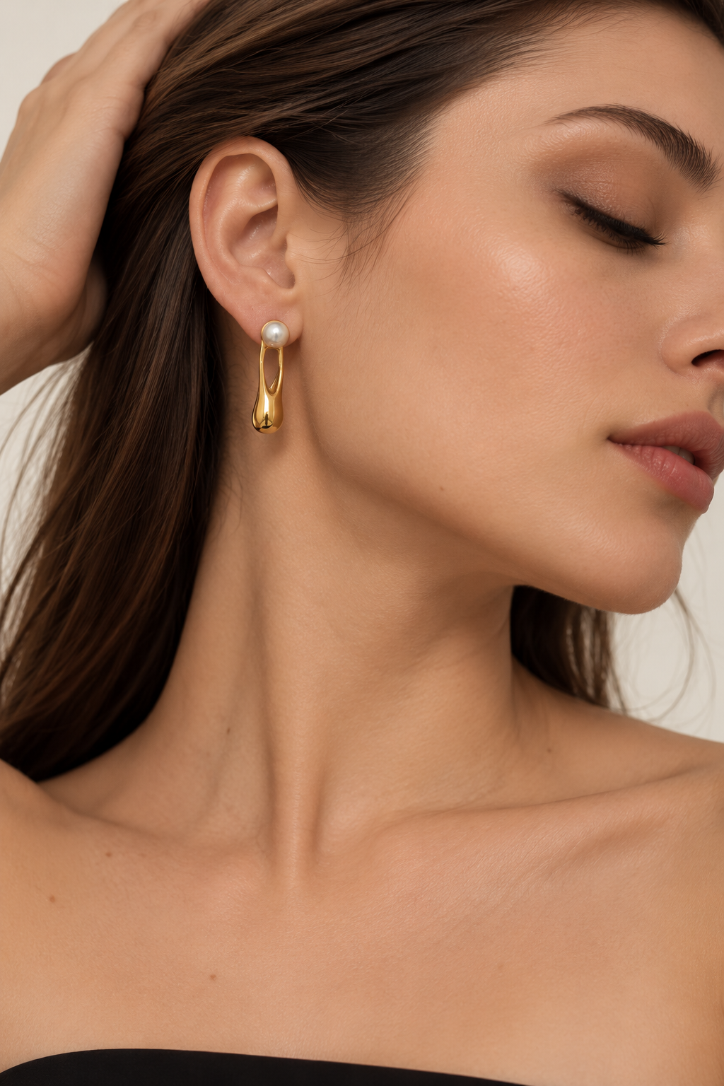 Pearl Sculpted Drop Earrings – Anti-Tarnish