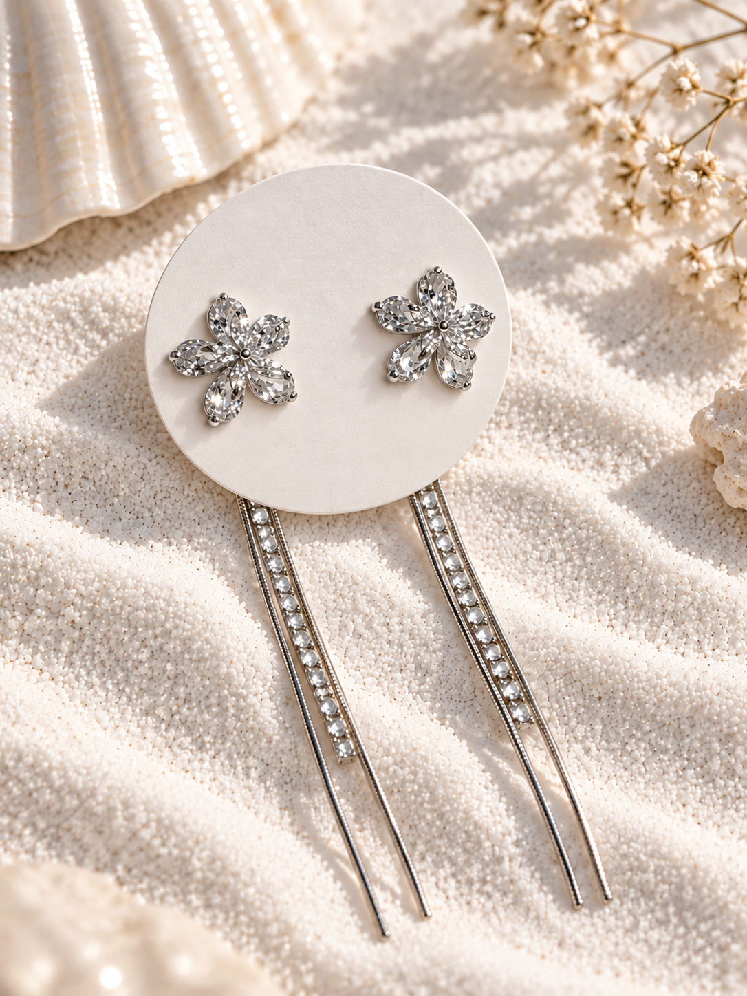 Bella 925 Silver Plated Crystal Chain Drop Earrings