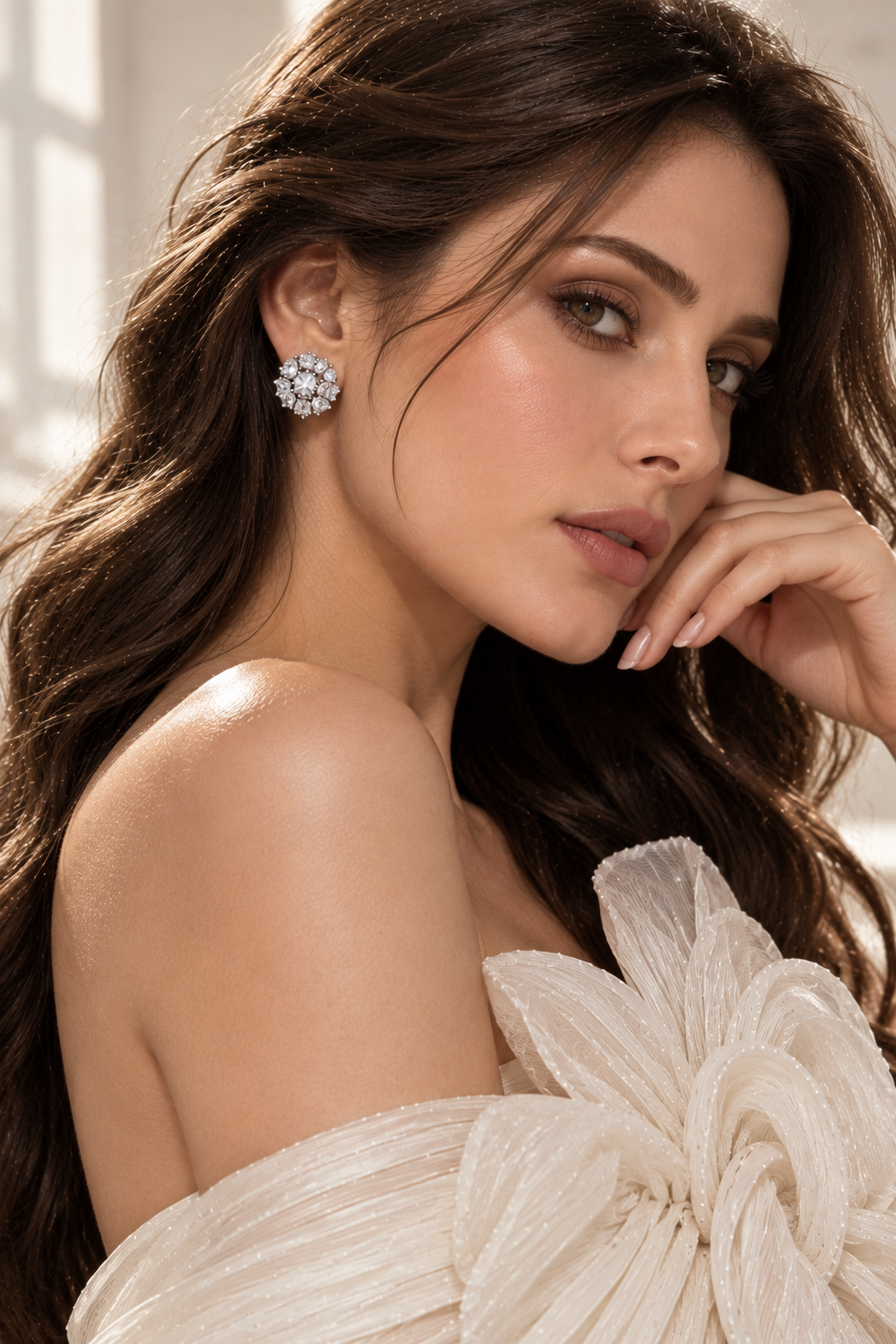 Mabel 925 Silver Plated Crystal Stud Earrings