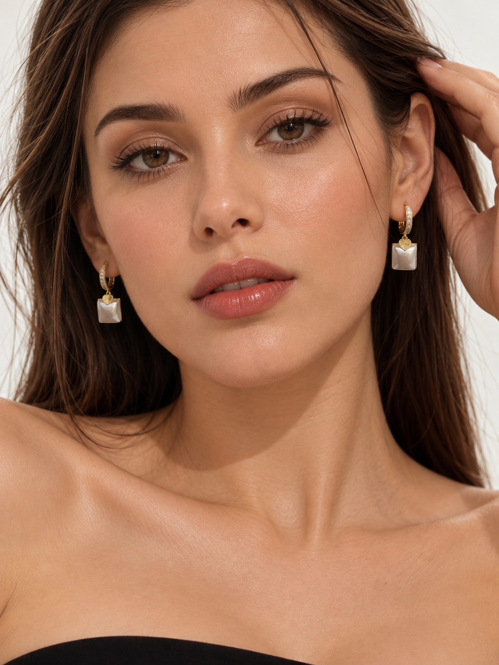 Pearl Charm Hoop Earrings – 925 Silver Plated