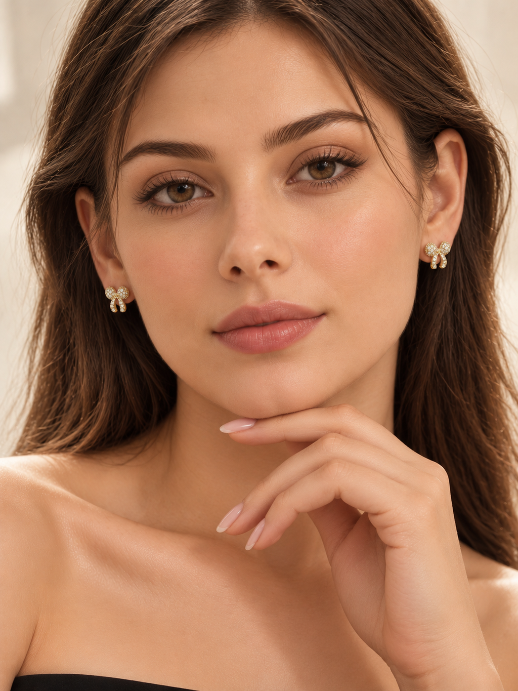 Dainty Crystal Bow Stud Earrings – Anti-Tarnish