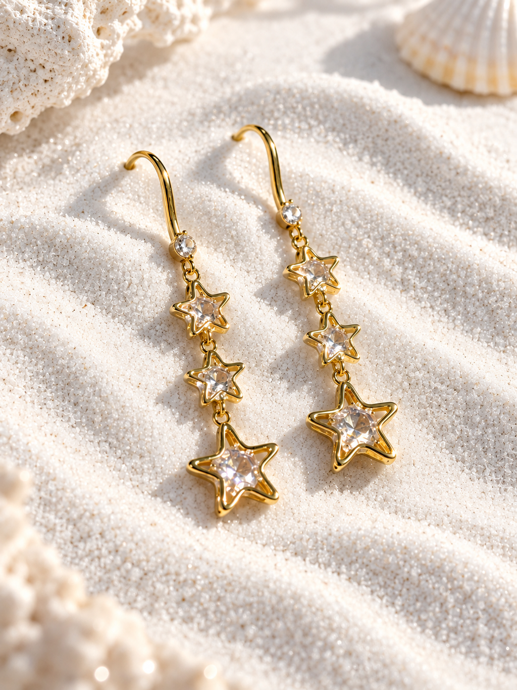 Astrid 925 Silver Plated Crystal Star Drop Earrings