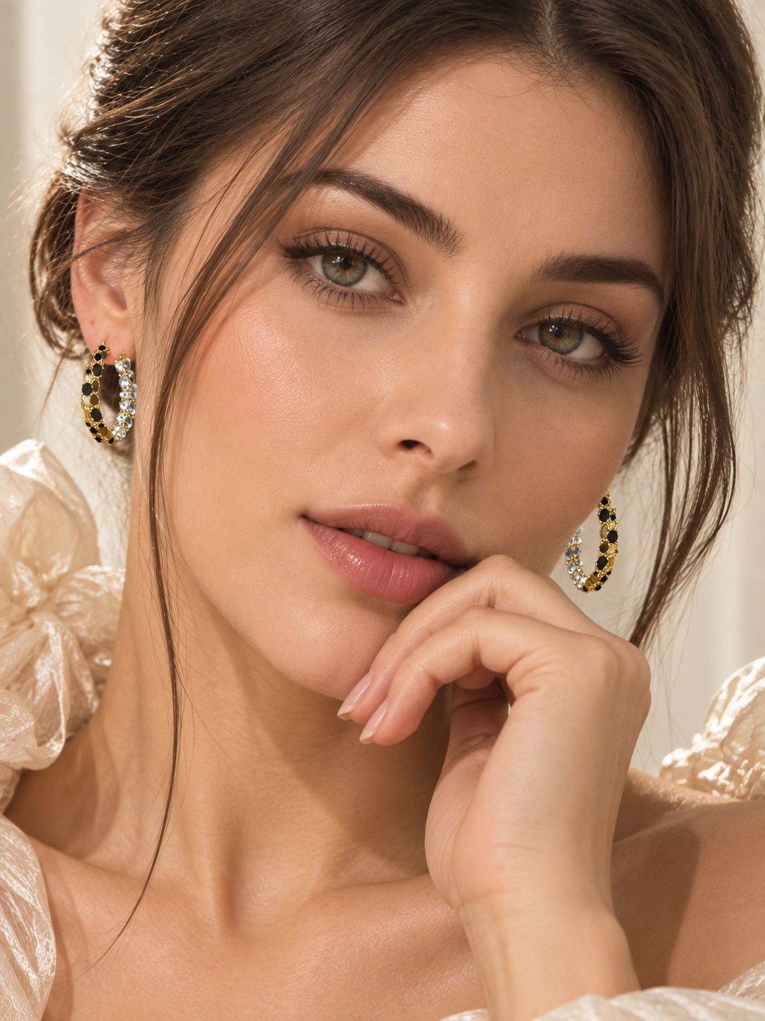 Cove 925 Silver Plated Crystal Hoop Earrings