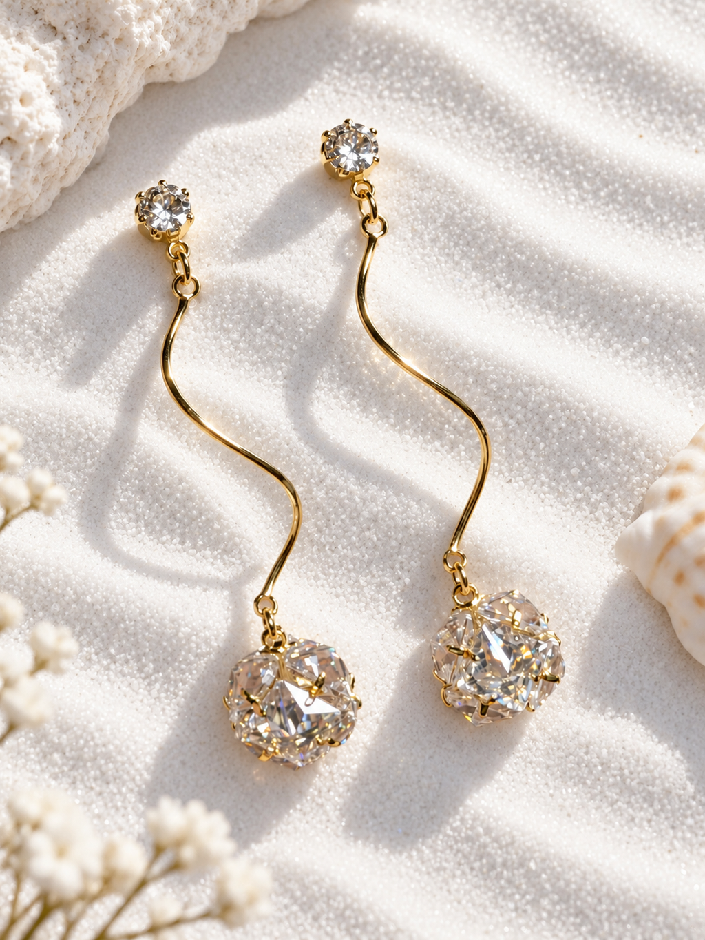 Sway 925 Silver Plated Crystal Long Drop Earrings