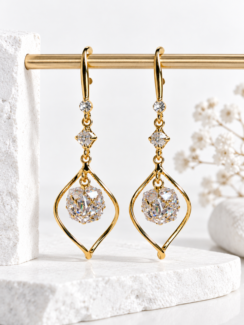 Avell 925 Silver Plated Crystal Drop Earrings