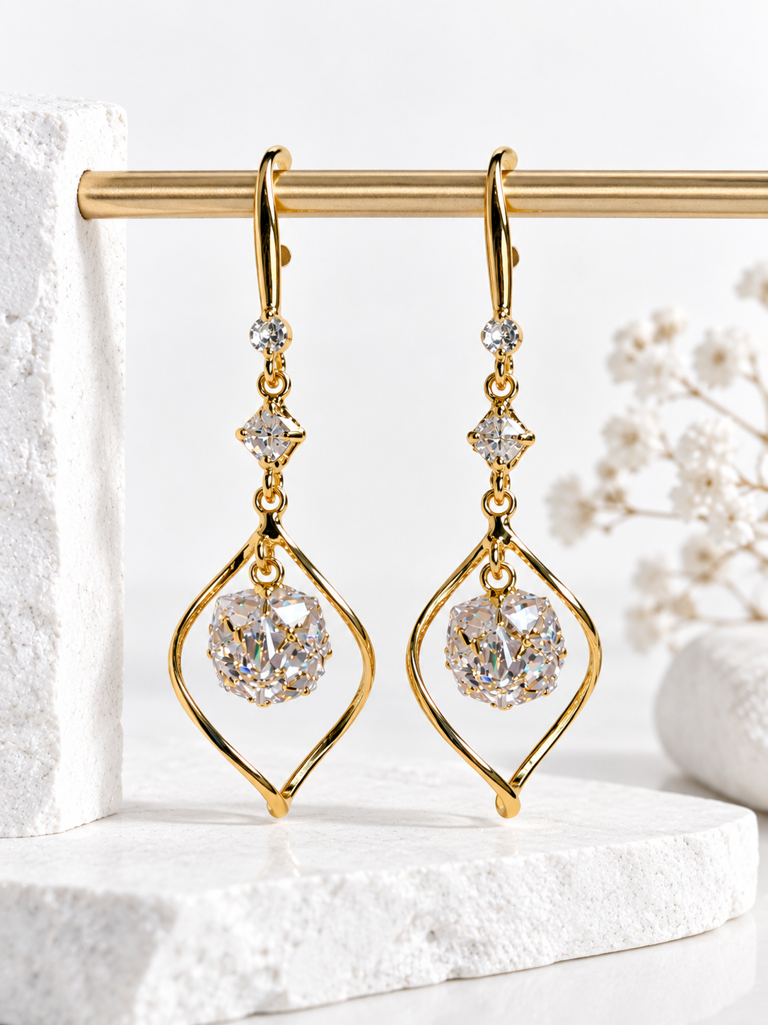 Avell 925 Silver Plated Crystal Drop Earrings