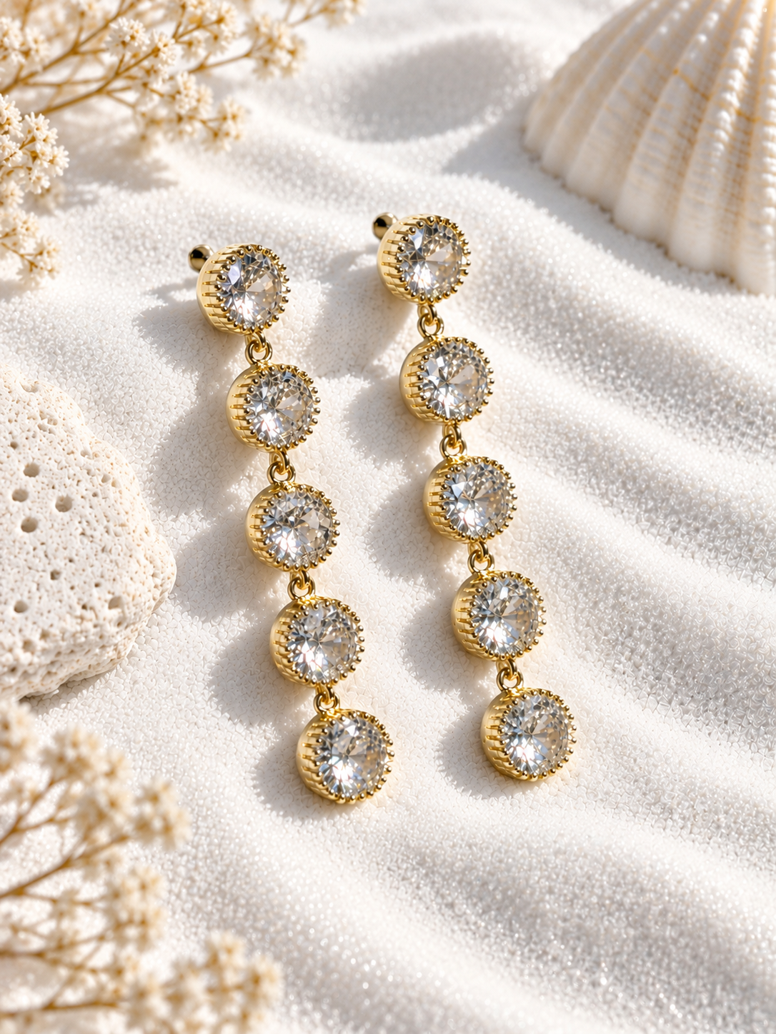 Sasha 925 Silver Plated Crystal Drop Earrings