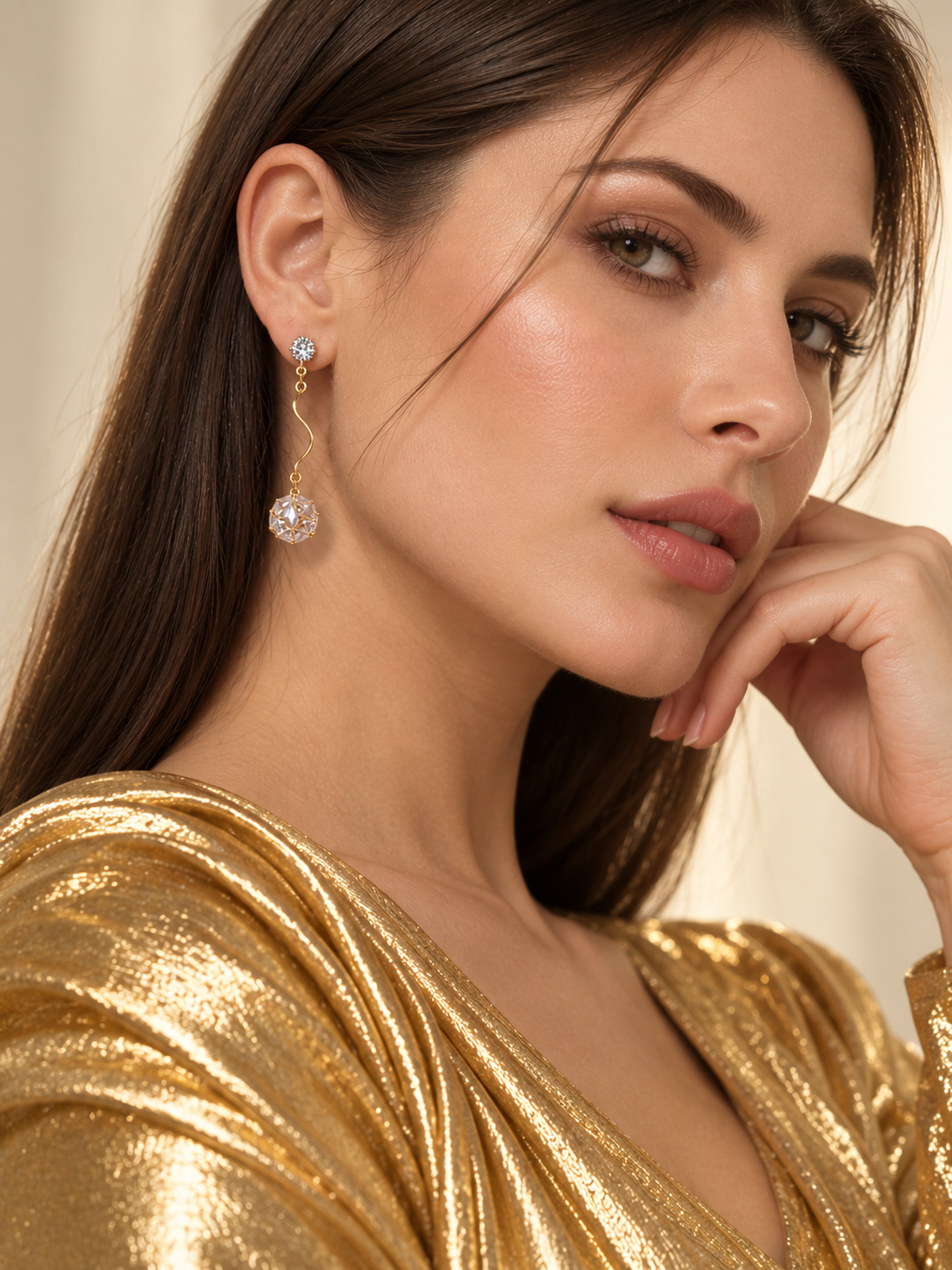 Sway 925 Silver Plated Crystal Long Drop Earrings