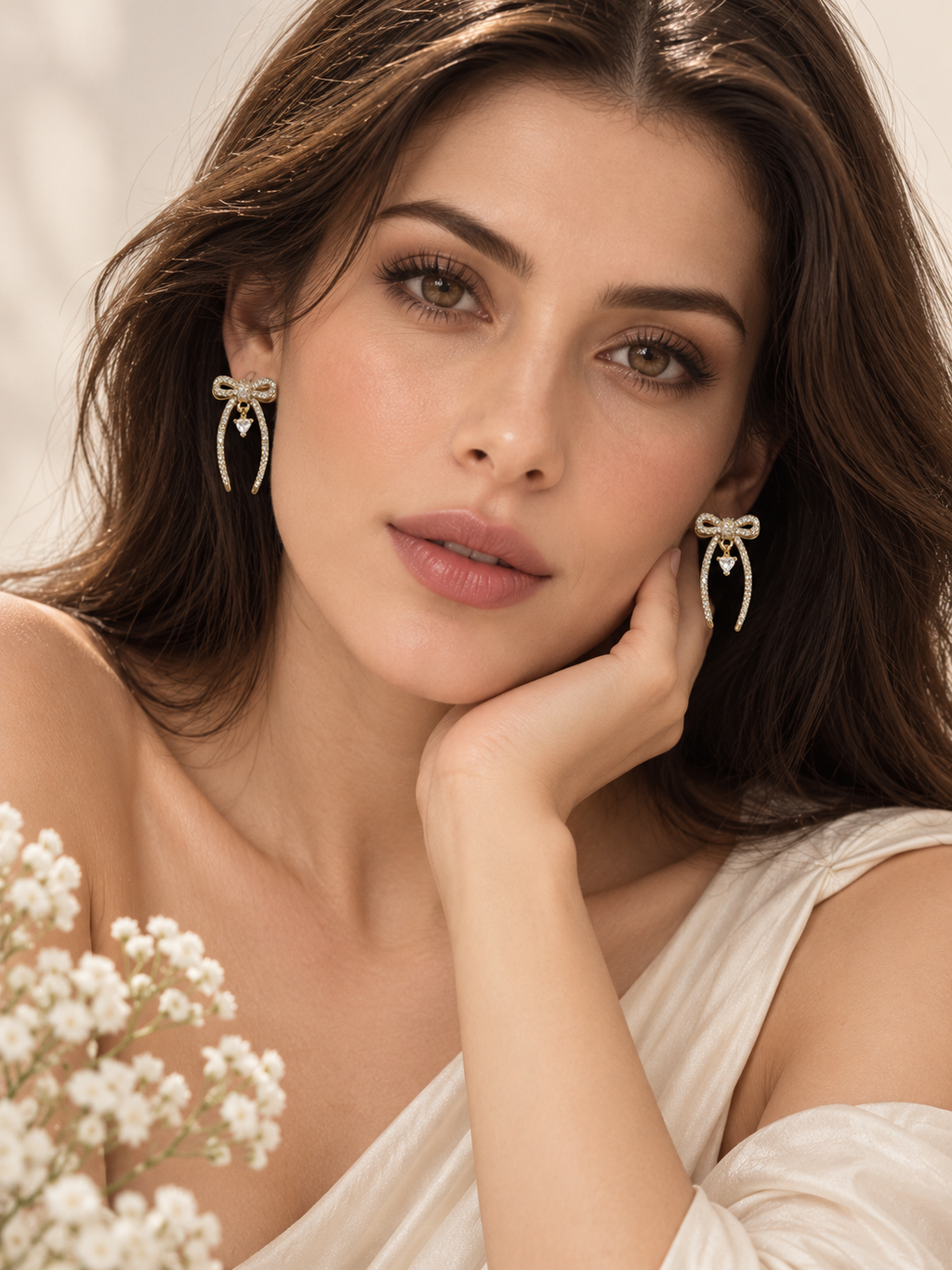 Cecille 925 Silver Plated Bow Drop Earrings
