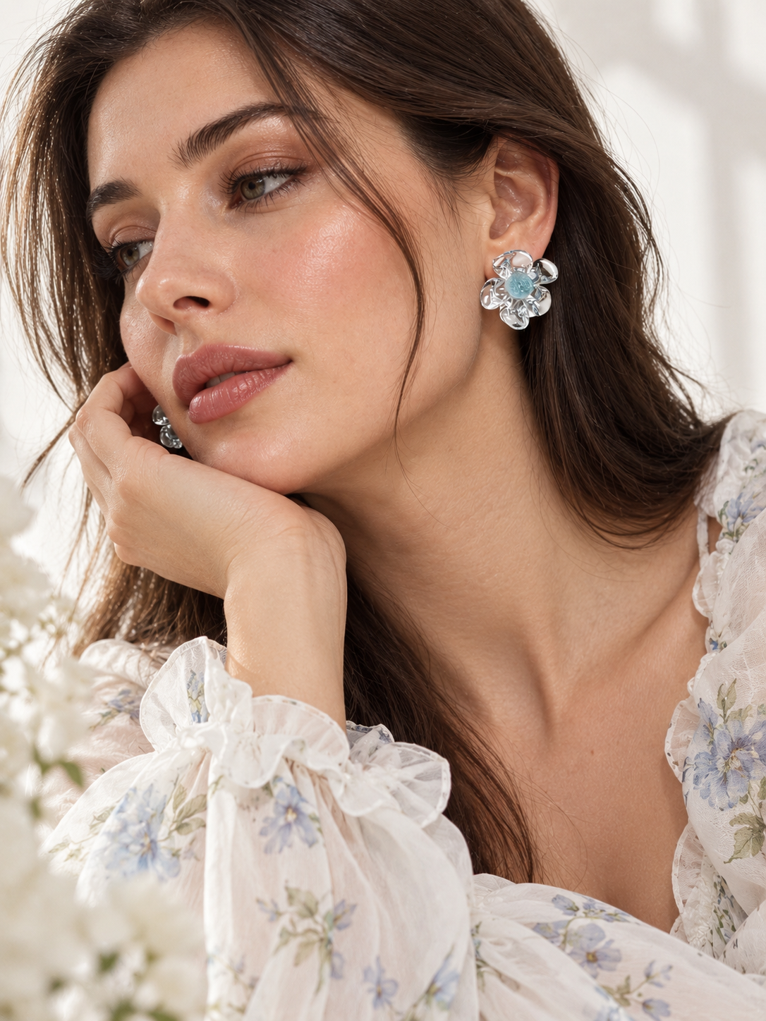 Iselle Clear Floral Stud Earrings
