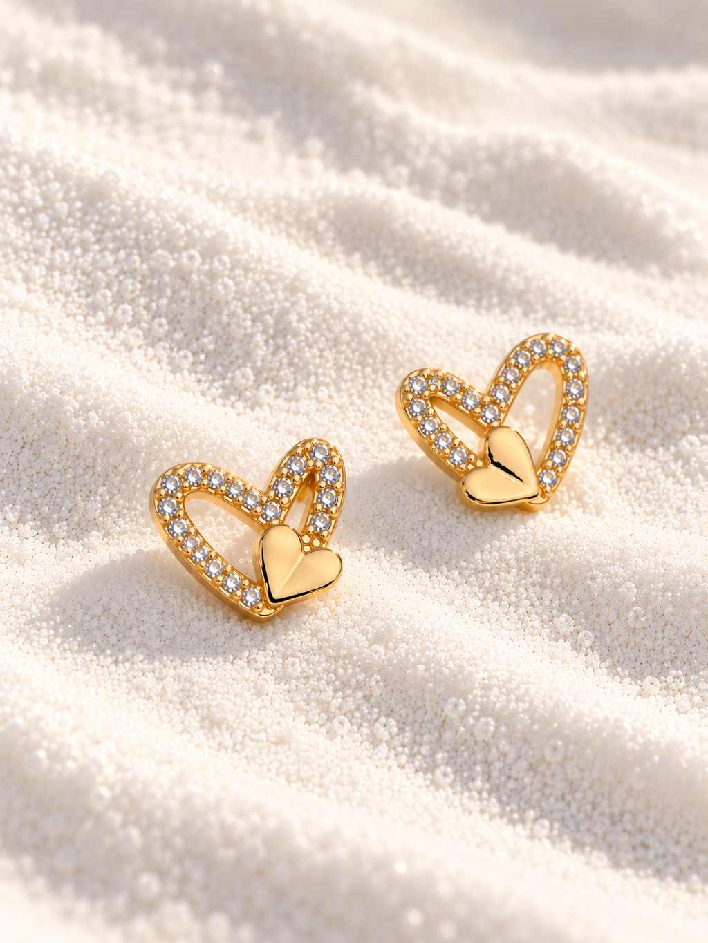 Double Heart Crystal Stud Earrings – Anti-Tarnish