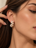Pearl Twist Hoop-Style Stud Earrings – Anti-Tarnish