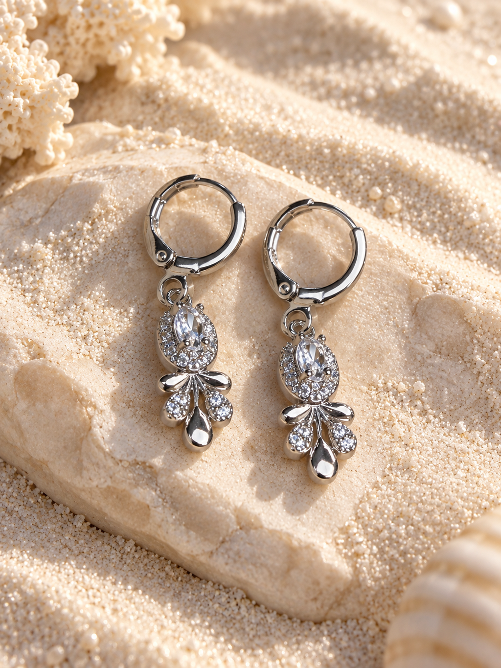Zeya Crystal Hoop Drop Earrings