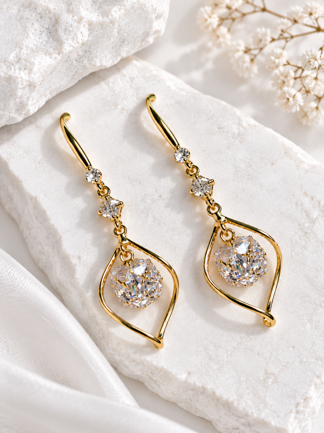 Avell 925 Silver Plated Crystal Drop Earrings