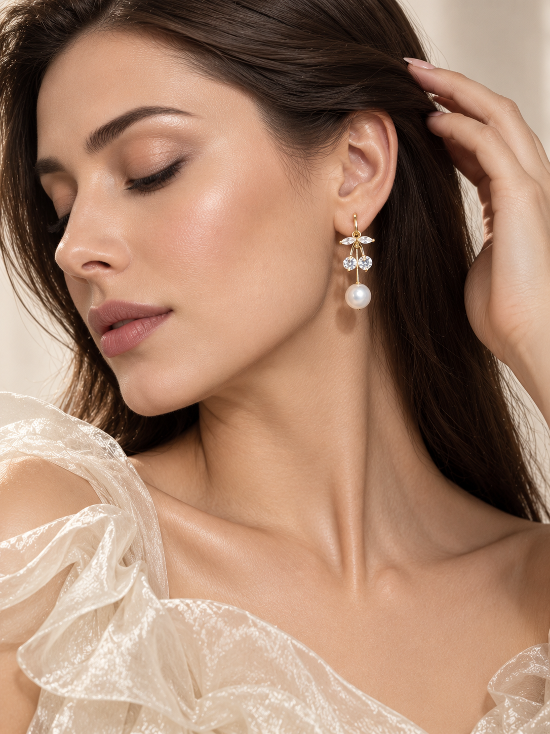 Elodie Anti-Tarnish Pearl Drop Hoop Earrings