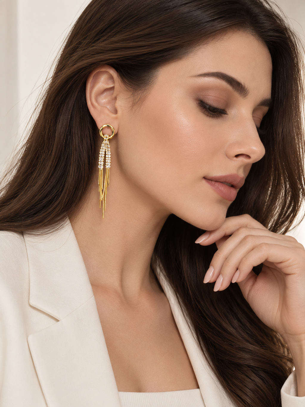 Auris 925 Silver Plated Statement Drop Earrings
