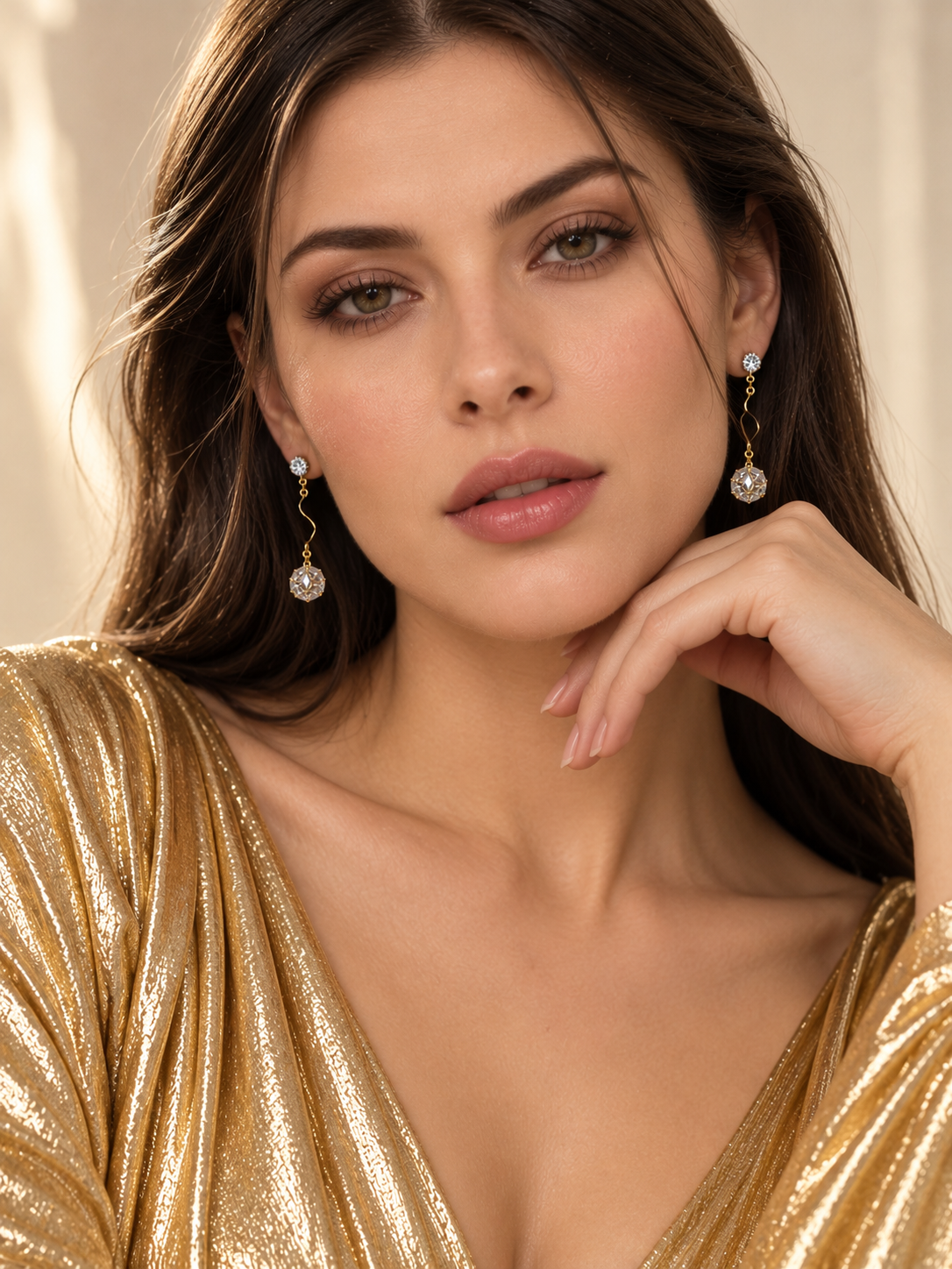 Sway 925 Silver Plated Crystal Long Drop Earrings