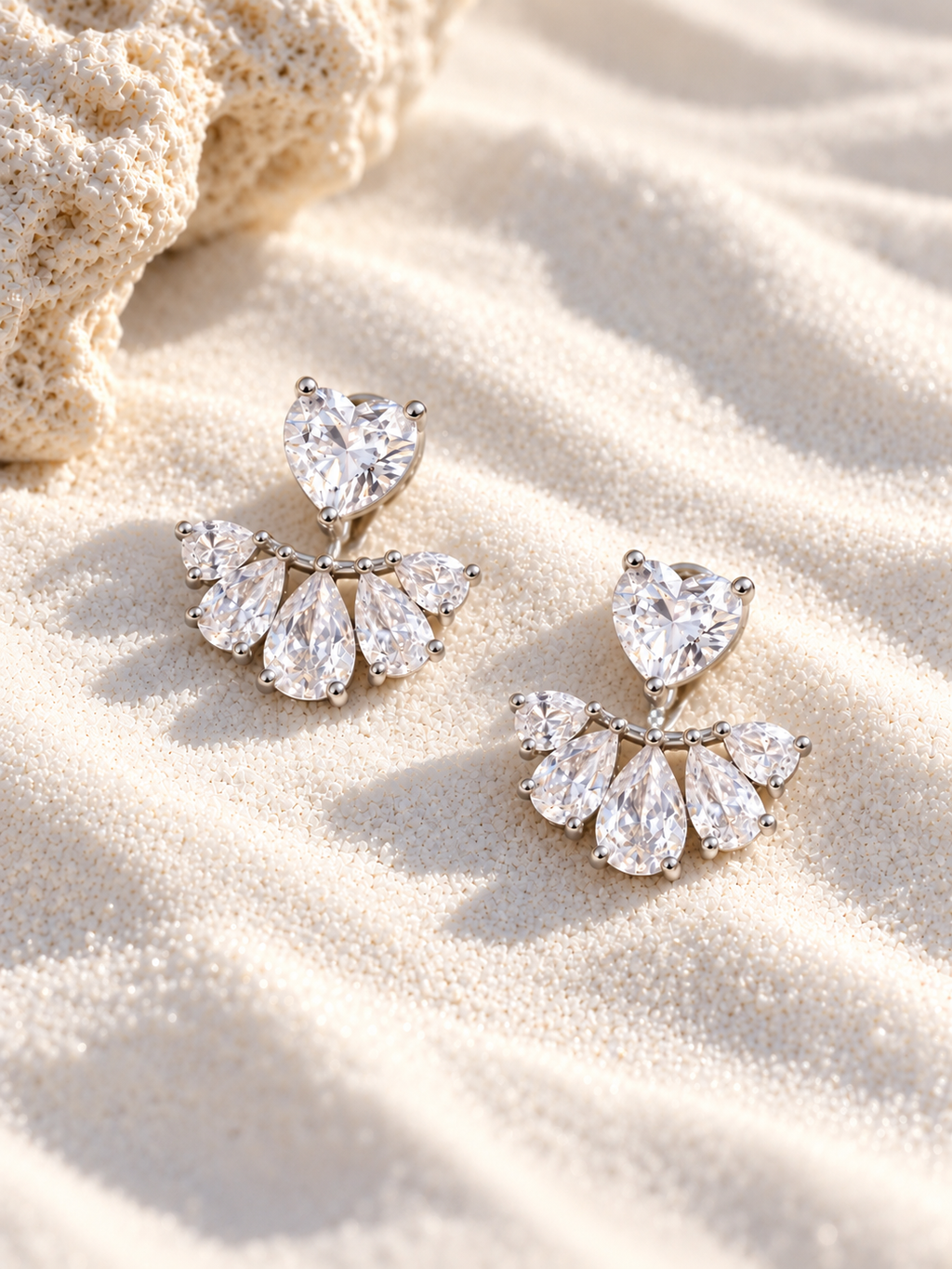 Heart Cascade Earrings – 925 Silver Plated