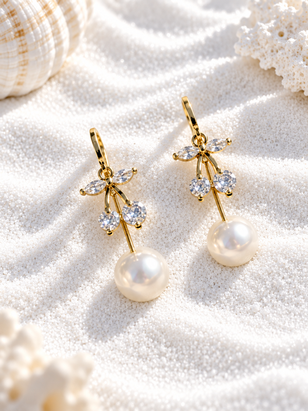Elodie Anti-Tarnish Pearl Drop Hoop Earrings