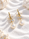 Elodie Anti-Tarnish Pearl Drop Hoop Earrings