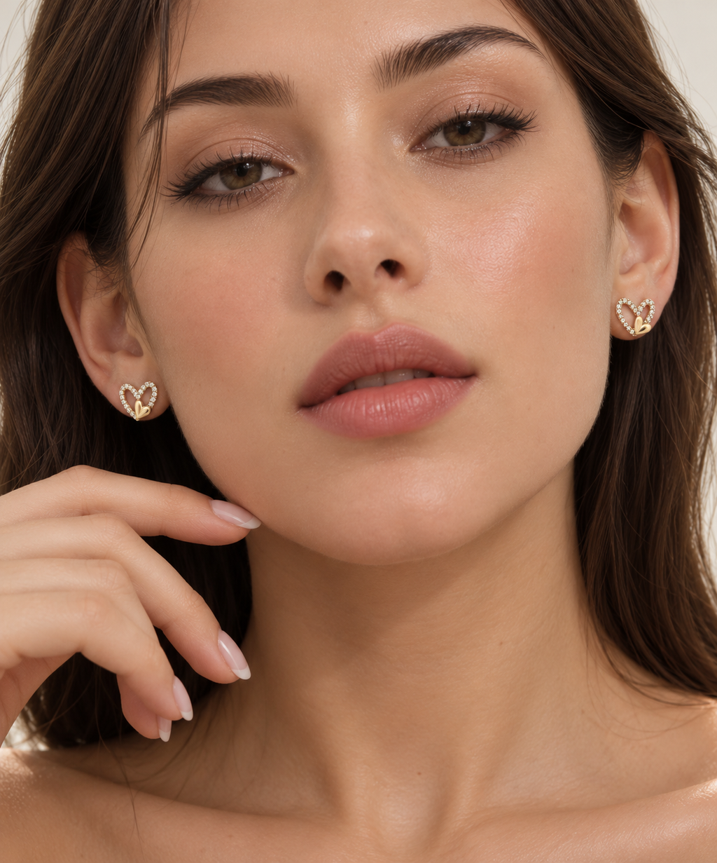 Double Heart Crystal Stud Earrings – Anti-Tarnish