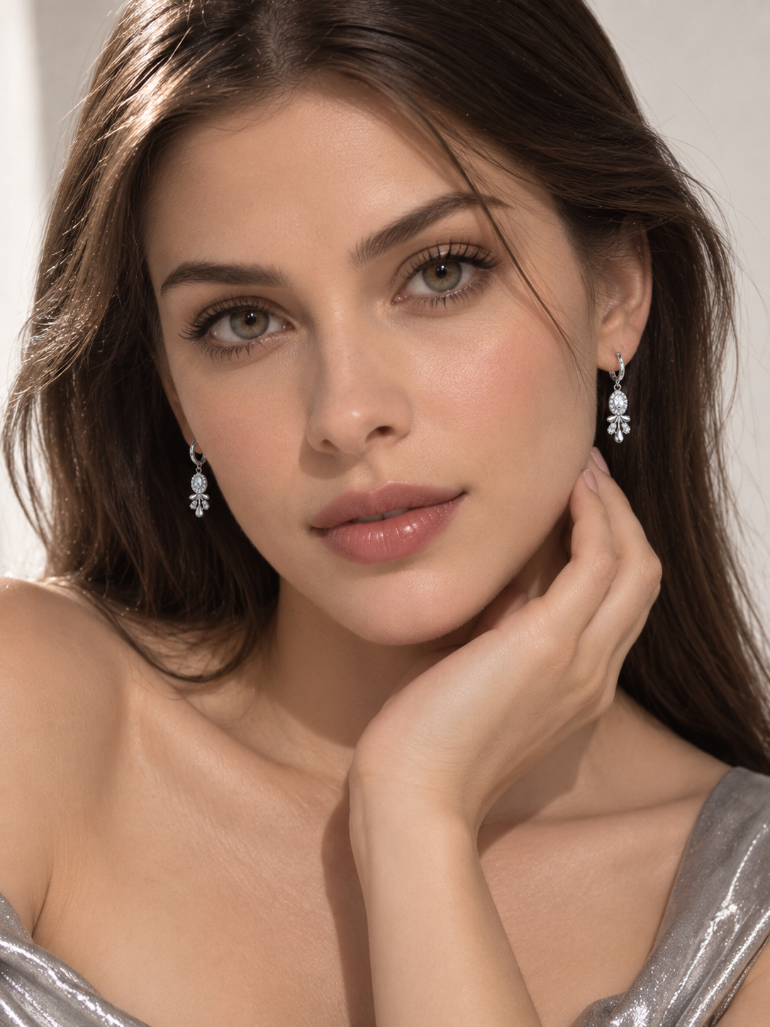 Zeya Crystal Hoop Drop Earrings