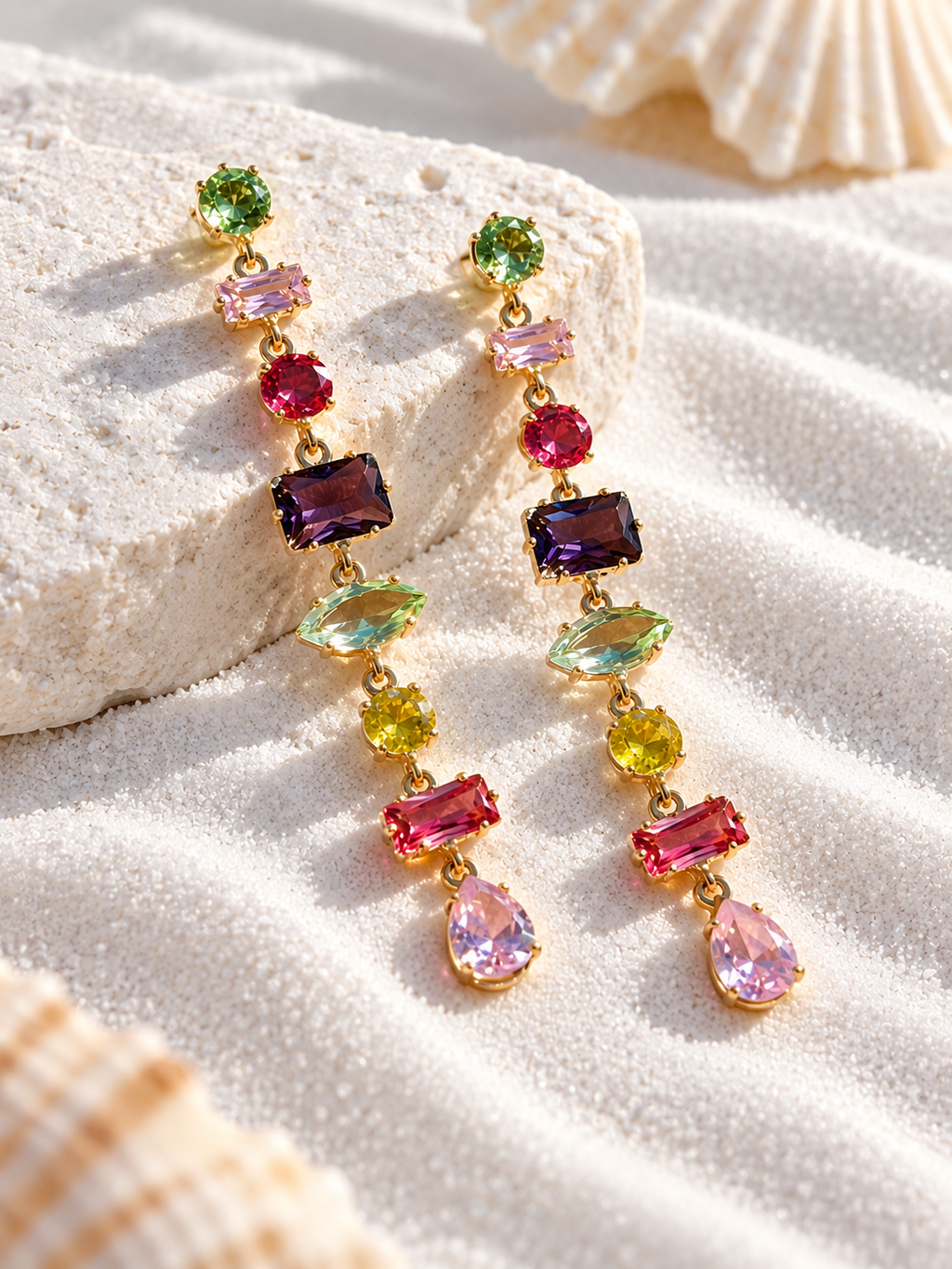 Aurielle 925 Silver Plated Crystal Prism Statement Earrings