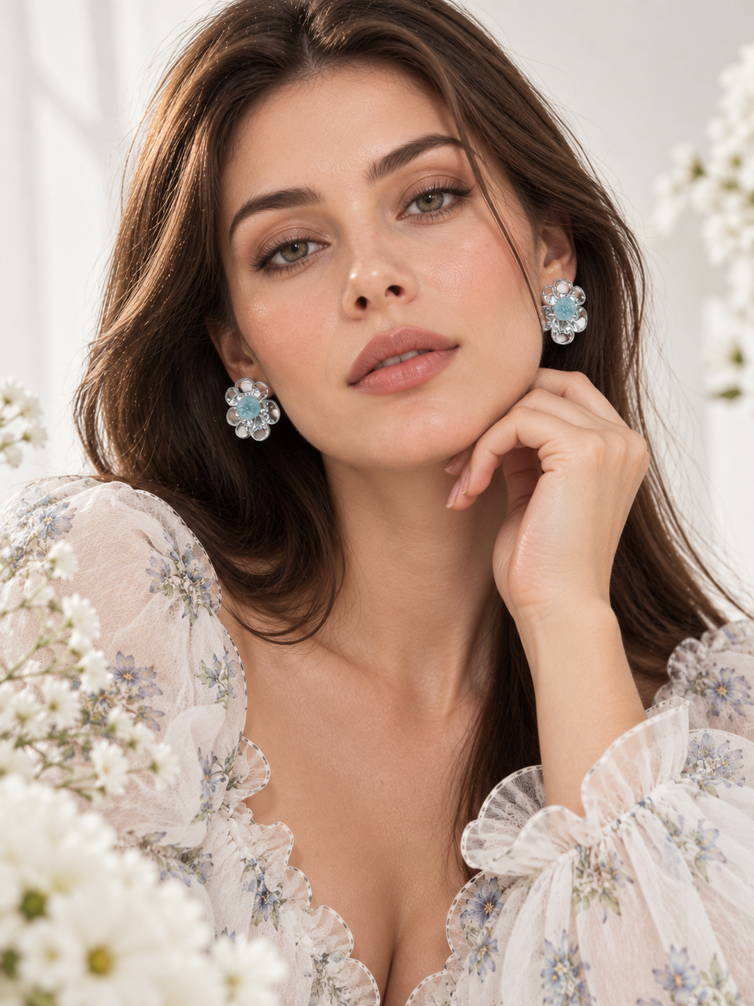 Iselle Clear Floral Stud Earrings