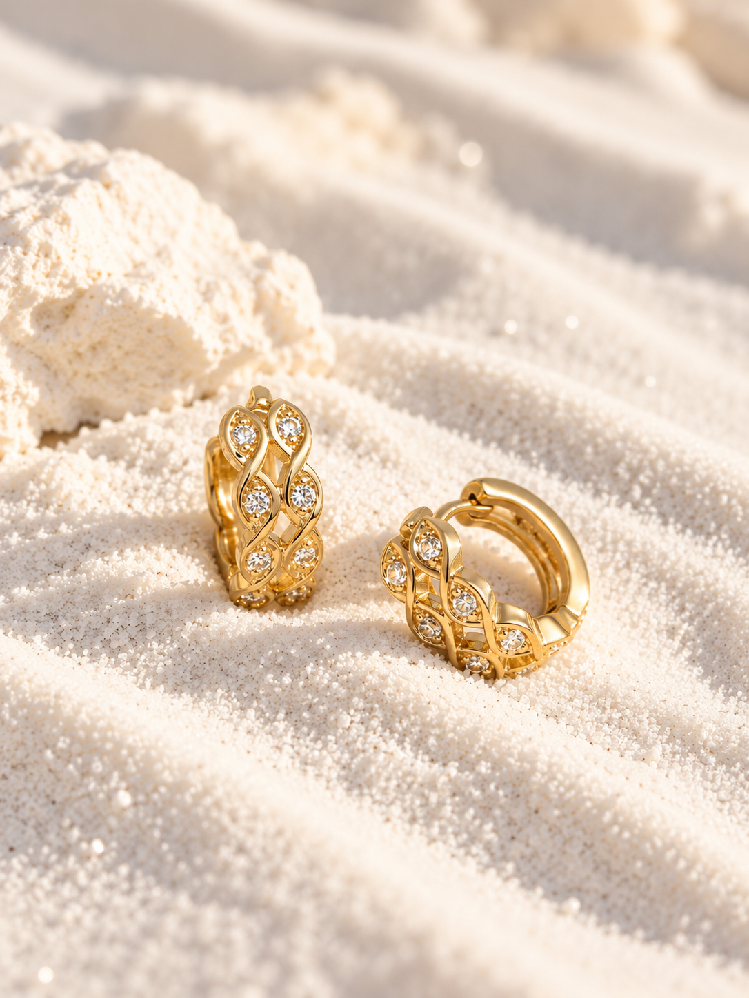 Twist Crystal Hoop Earrings – Anti-Tarnish