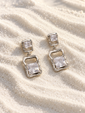 Luxe Crystal Frame Drop Earrings – 925 Silver Plated