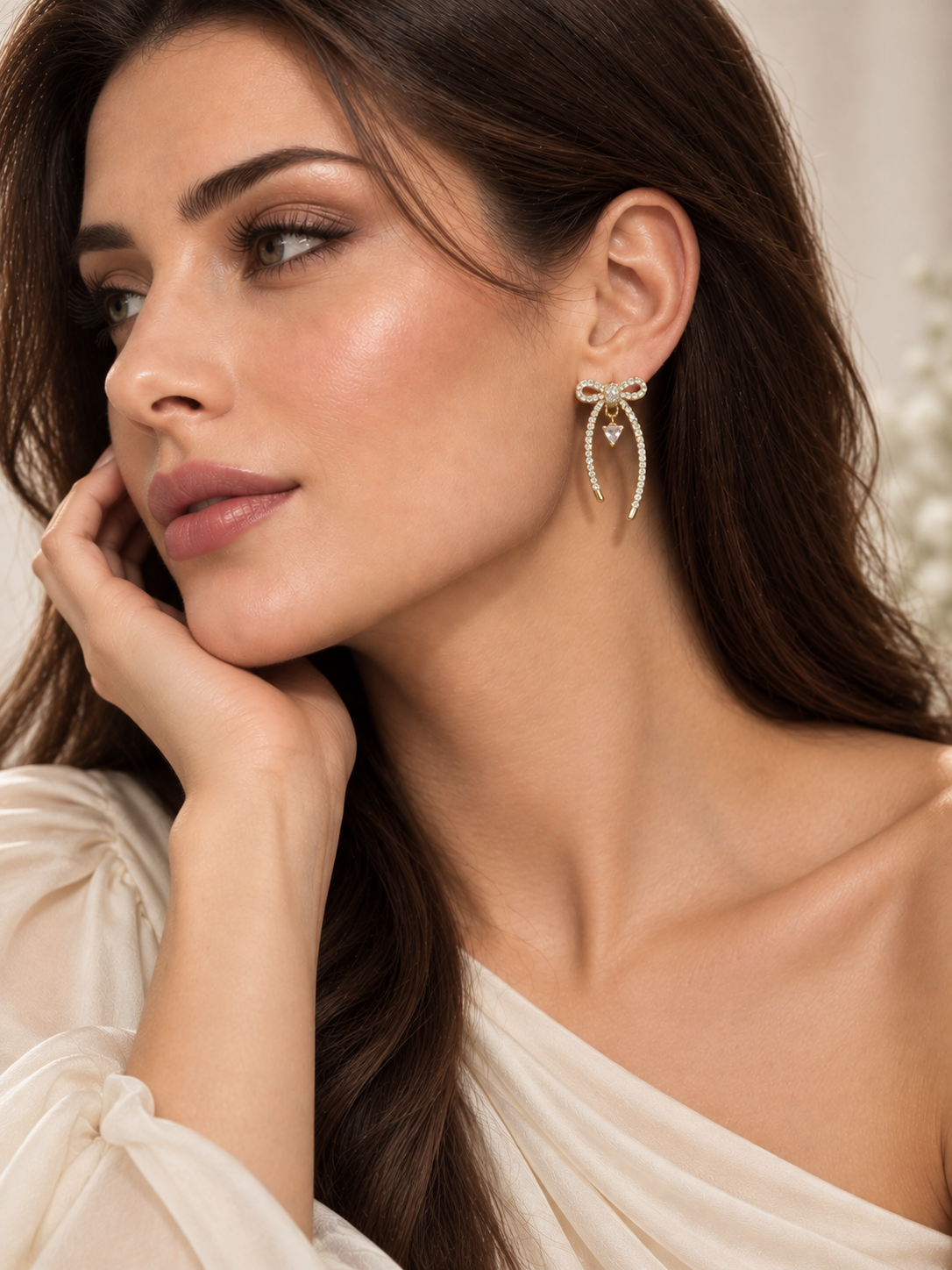 Cecille 925 Silver Plated Bow Drop Earrings