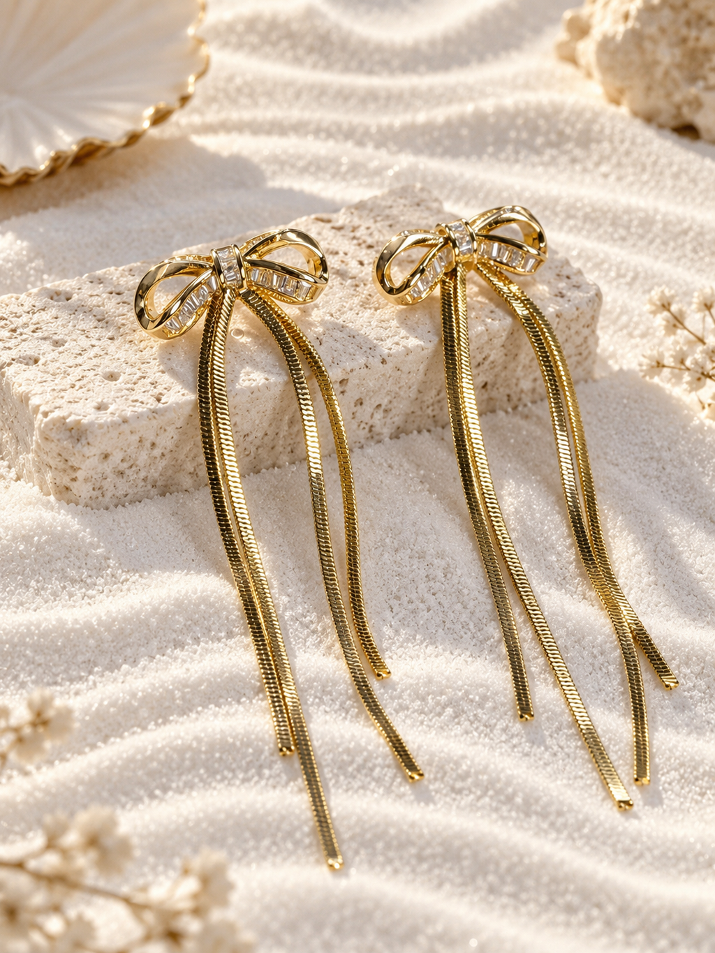Miette 925 Silver Plated Bow Drop Earrings