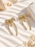 Cecille 925 Silver Plated Bow Drop Earrings