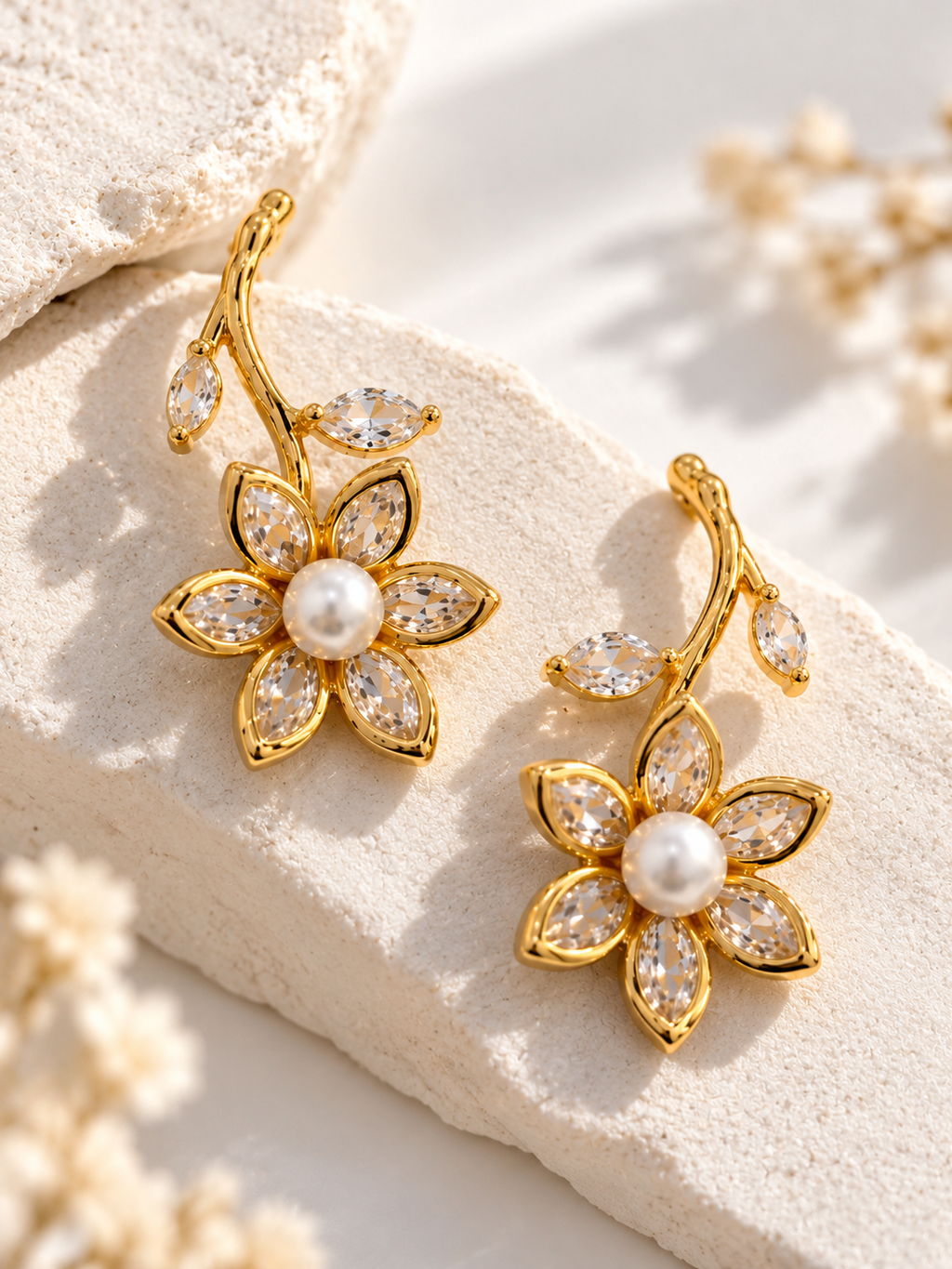 Bloom Pearl Drop Earrings – 925 Silver Plated