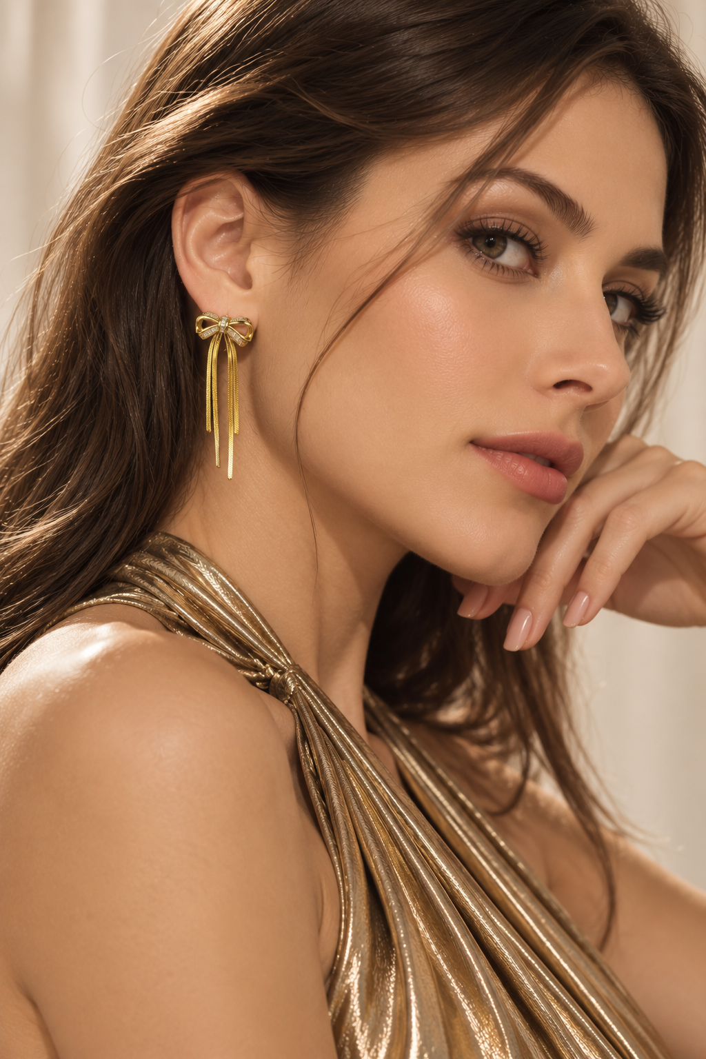 Miette 925 Silver Plated Bow Drop Earrings