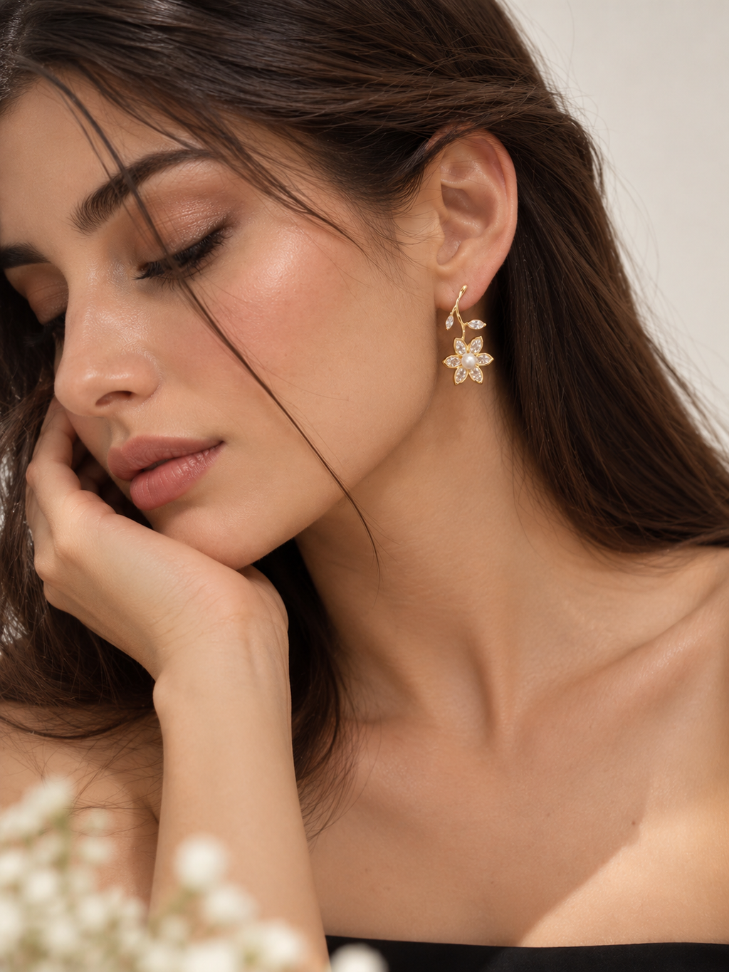Bloom Pearl Drop Earrings – 925 Silver Plated