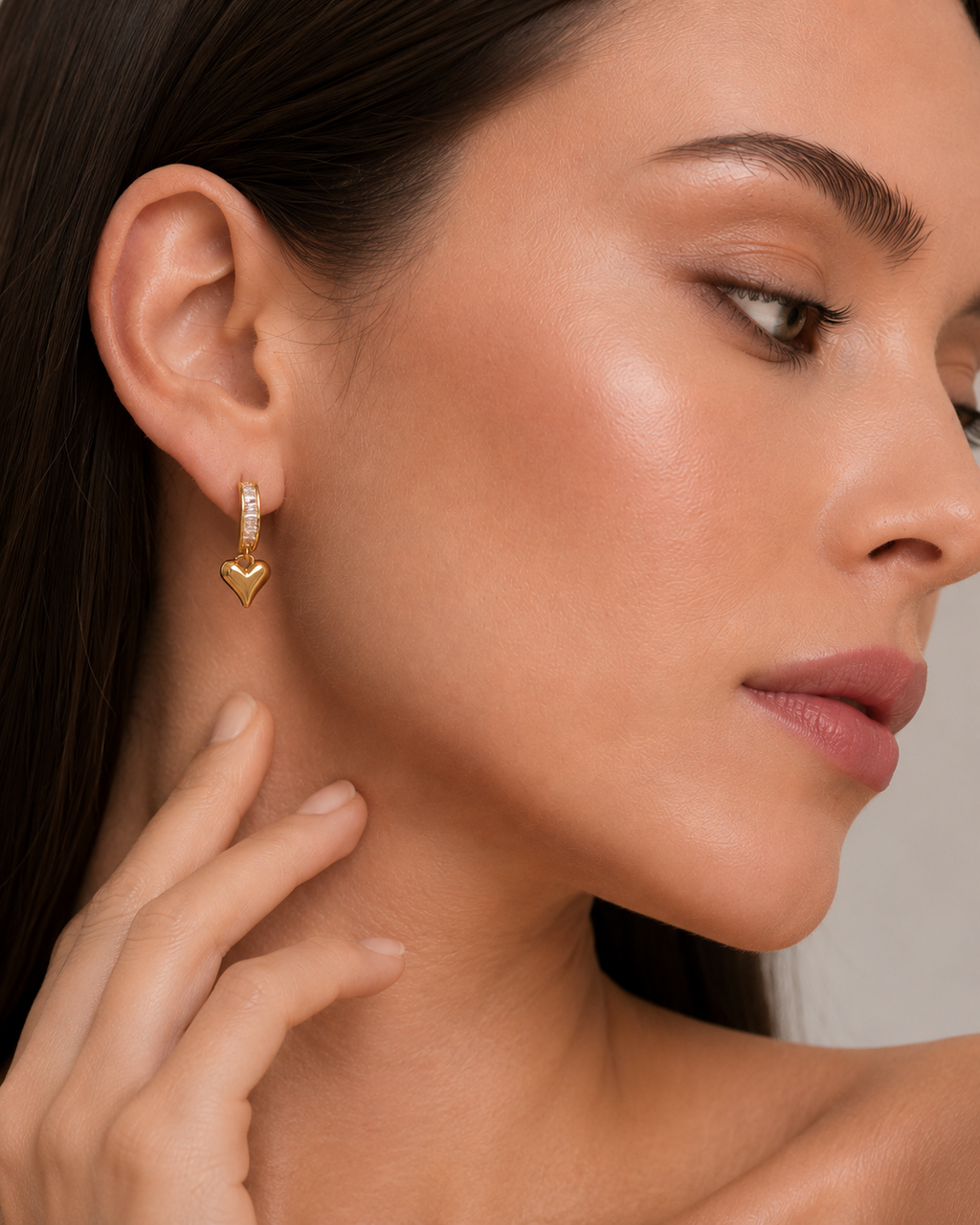 Crystal Heart Drop Earrings