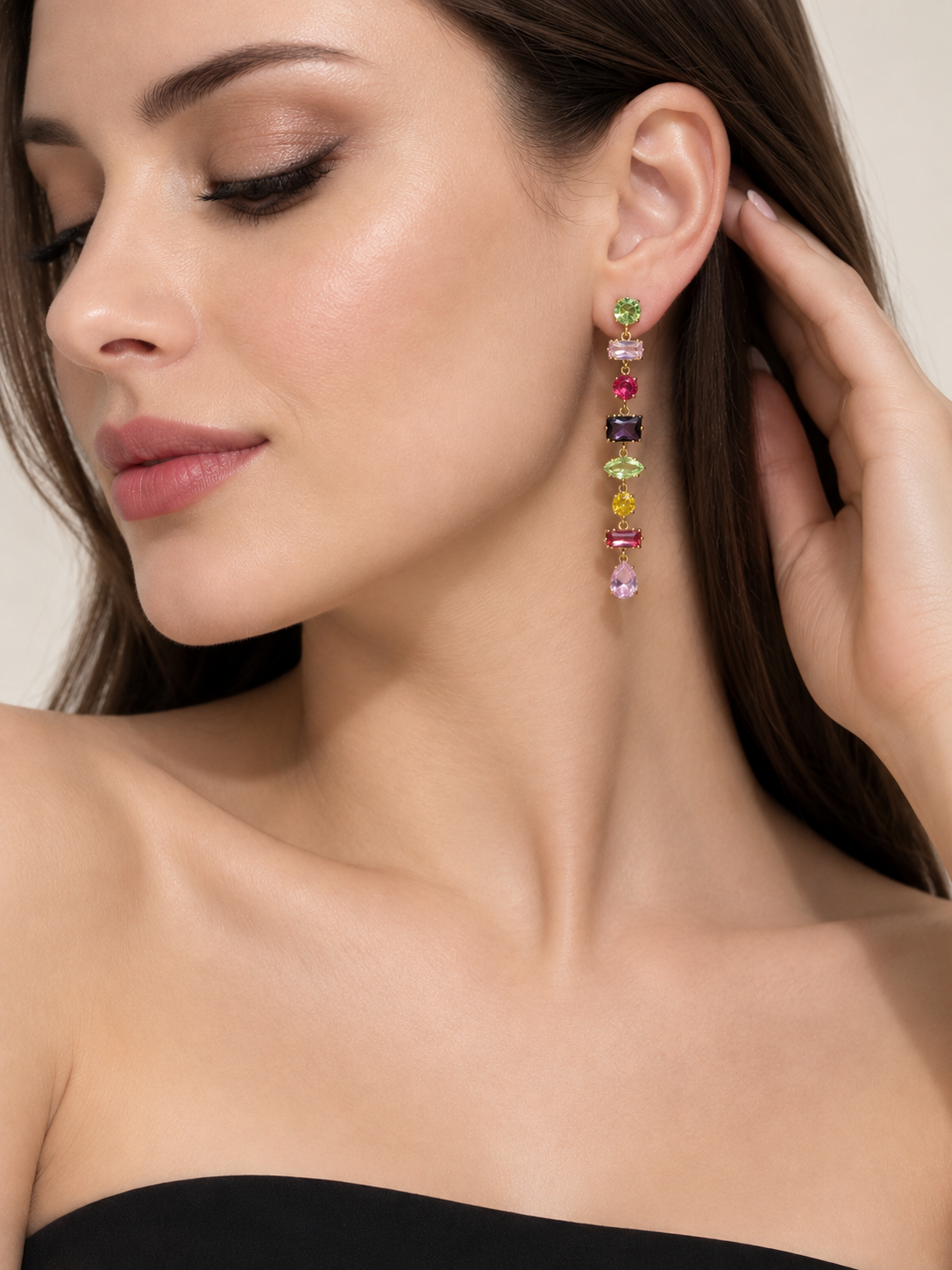 Aurielle 925 Silver Plated Crystal Prism Statement Earrings