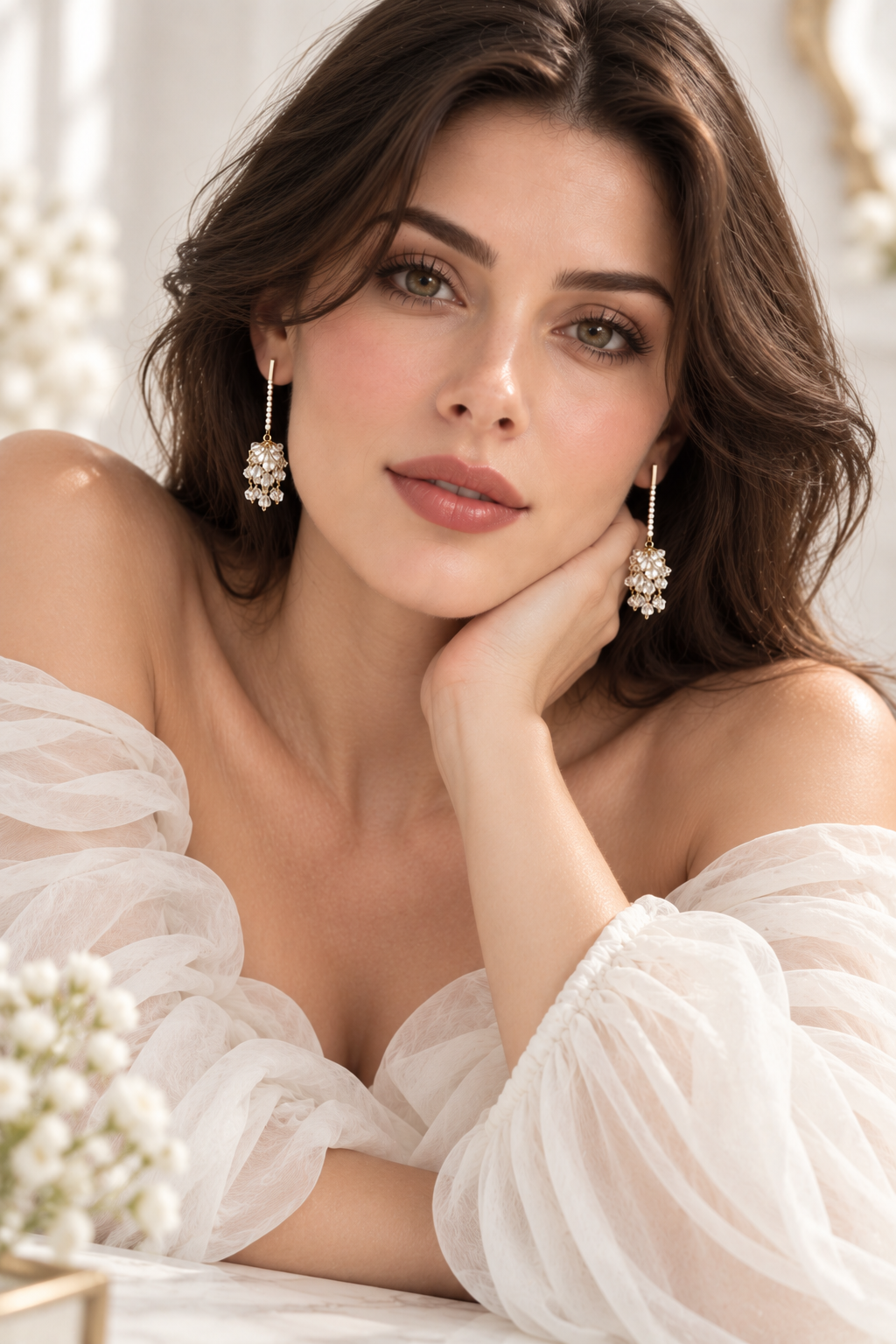 Elaria 925 Silver Plated Crystal Drop Earrings