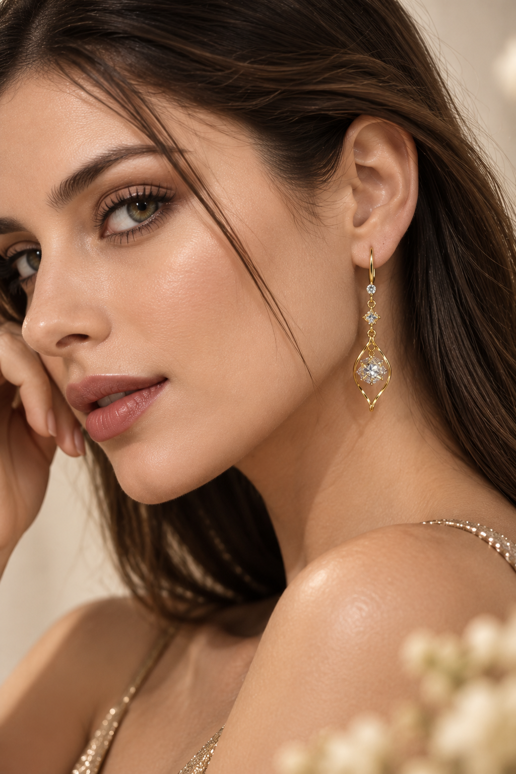 Avell 925 Silver Plated Crystal Drop Earrings