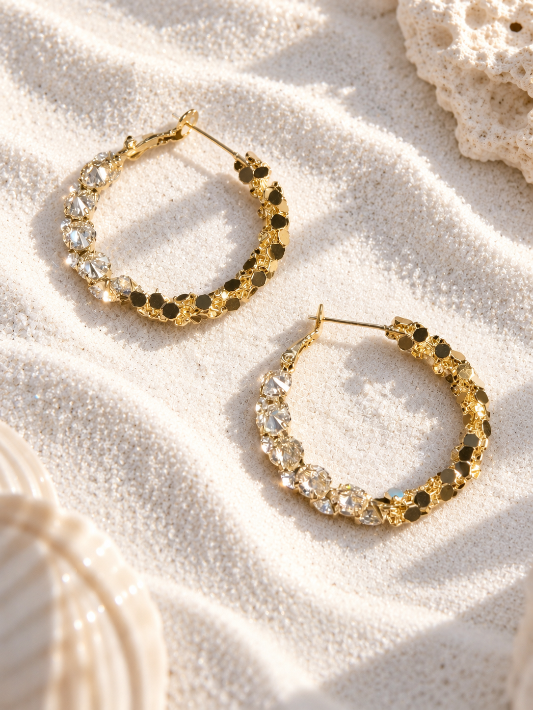 Cove 925 Silver Plated Crystal Hoop Earrings