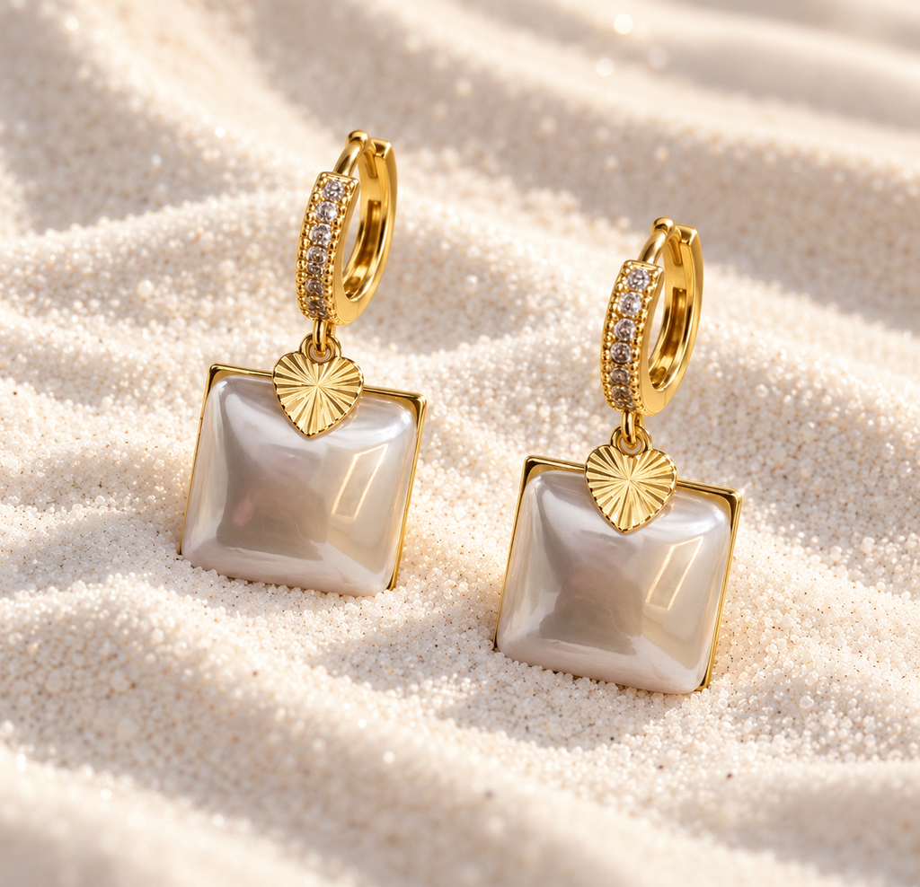 Pearl Charm Hoop Earrings – 925 Silver Plated