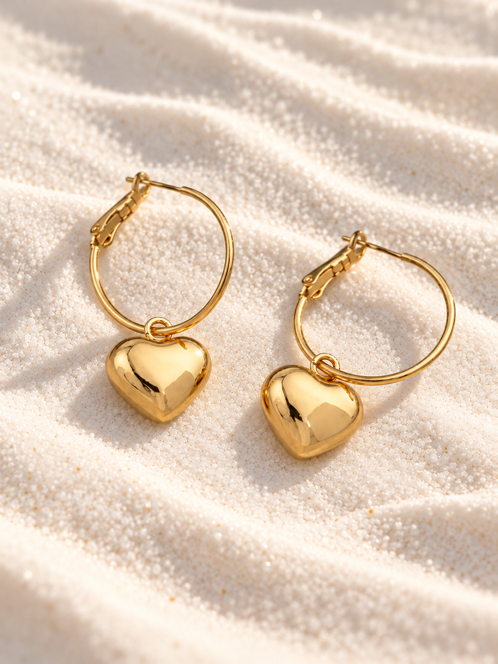 Heart Charm Hoop Earrings – Anti-Tarnish