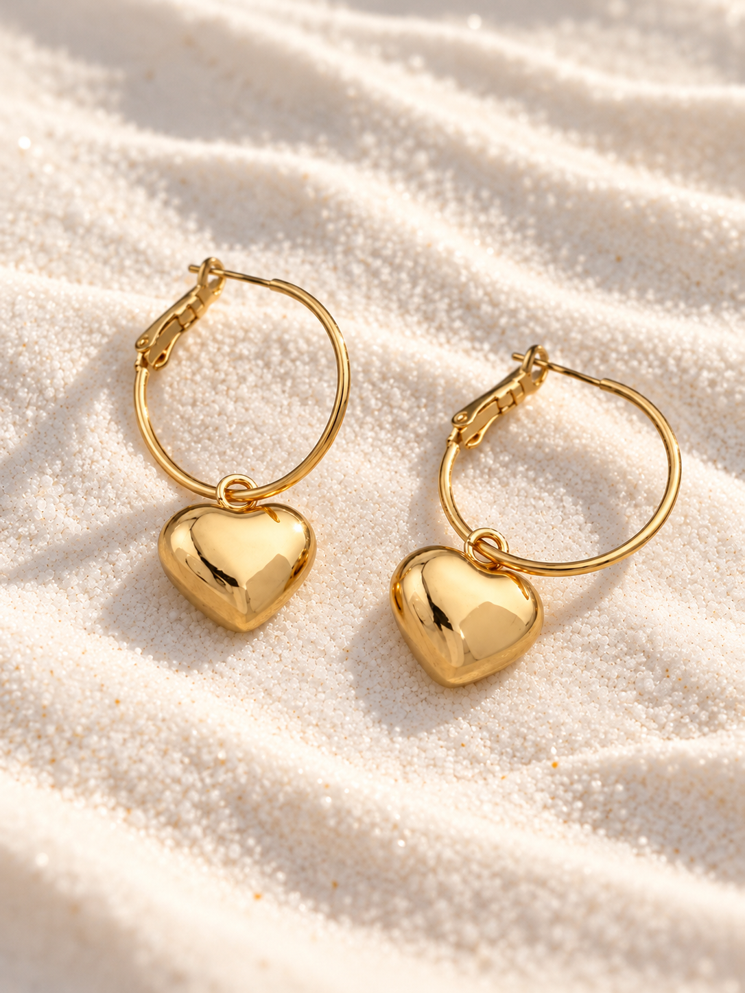 Heart Charm Hoop Earrings – Anti-Tarnish
