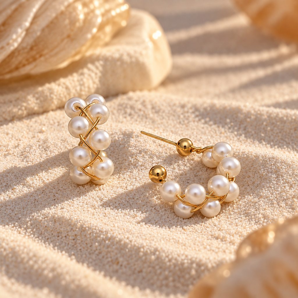 Pearl Twist Hoop-Style Stud Earrings – Anti-Tarnish