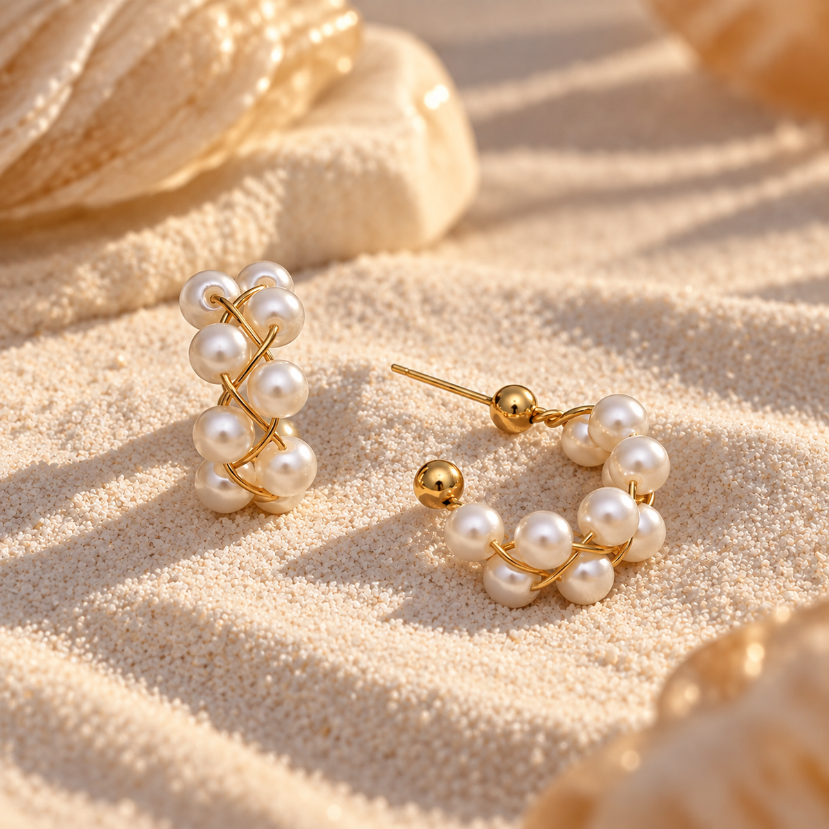 Pearl Twist Hoop-Style Stud Earrings – Anti-Tarnish